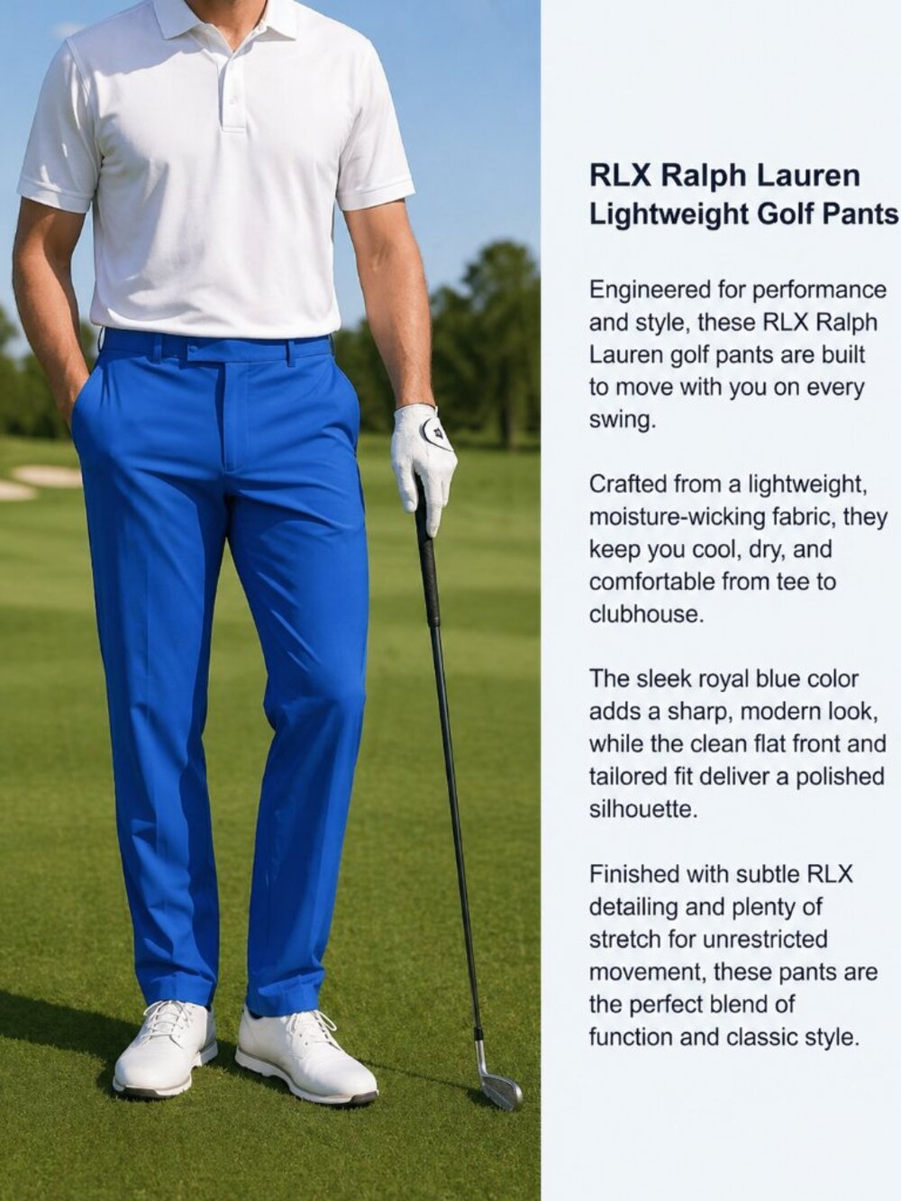 Mens RLX Ralph Lauren Golf WICKING Golf slacks pants Size 40 x 32 Blue